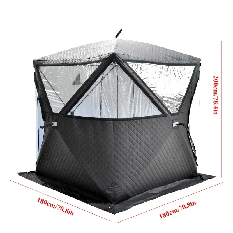 Imagem -06 - Portátil Ice Fishing Tent Outdoor Sauna Casa com Grande Janela e Boca Chaminé Quick Open Espessamento 34 Pessoa Estações Inverno