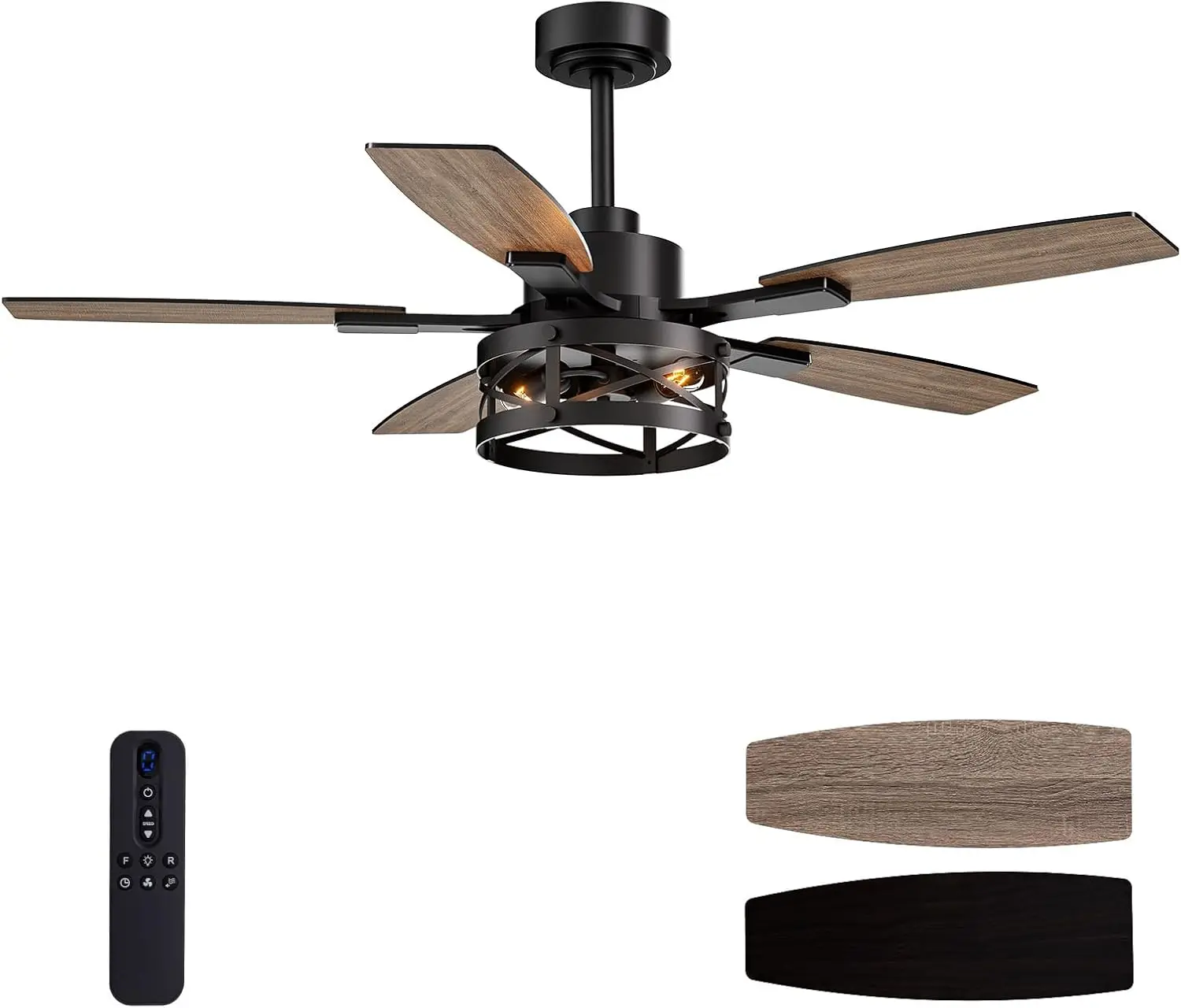 

50 Inch Ceiling Fans with Lights and Remote & APP Control, Farmhouse Ceiling Fan with LED Lighting for Bedroom Living Room and P
