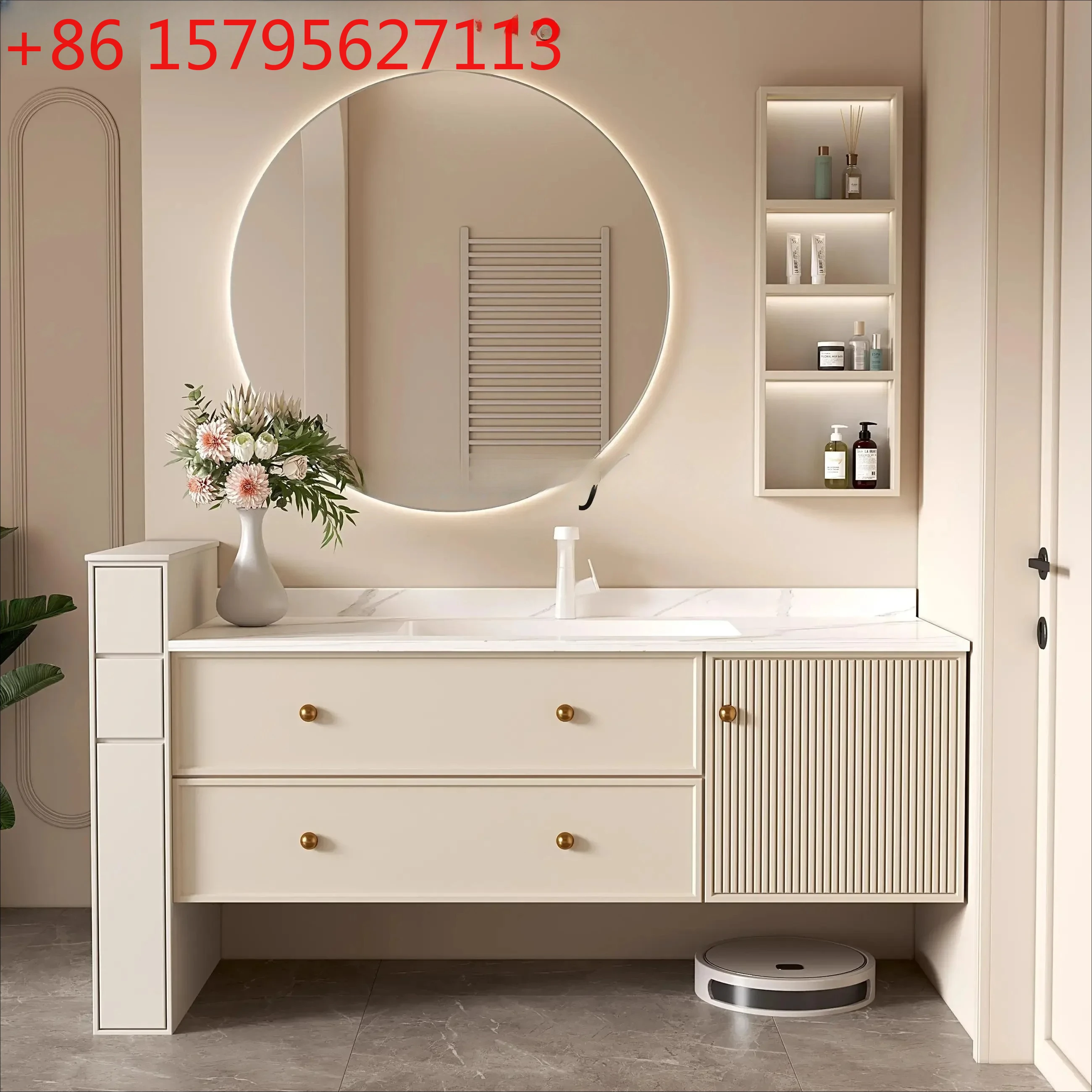 

Y13 Французский шкаф для ванной комнаты, керамическая встроенная раковина, дубовый шкаф для краски, умывальник, зеркальный шкаф для ванной комнаты.