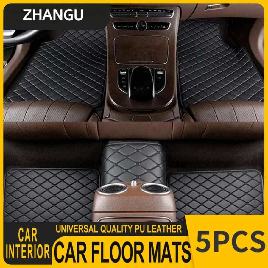 Car Floor Mats 5Pcs Universal Quality PU Leather Waterproof Auto Foot Pad Protector Automobile Interior Car Interior Accessories