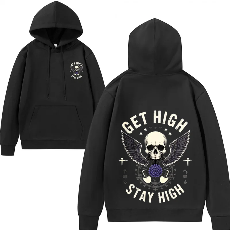 تصميم جمجمة هوديي للرجال مع طباعة نصية، تصميم جمجمة ممتع، نسيج قابل للتنفس #4