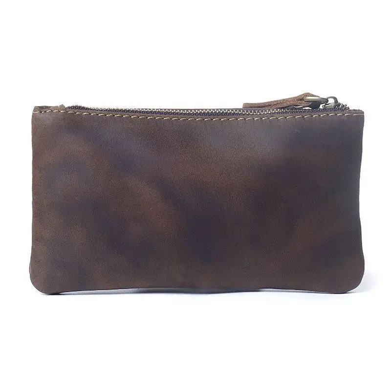 Retro Crazy  Leather Long Wallet Simple Design Men's Phone Bag Top Layer Cowhide Genuine Leather Clutch Card Holder Trendy