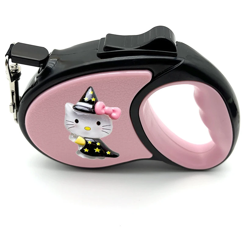 Hot Sanrios Pet Auto Scaling Traction Rope Kawaii Luminous Halloween Hello Kitty Cartoon Cat Dog Go Out Portable Anti-Lost Rope