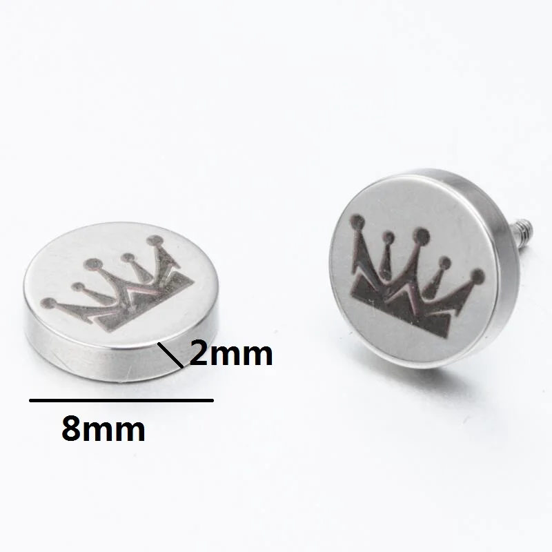 Vintage Ethnic 316 Stainless Steel Crown Earrings Stud For Women Barbells Dumbbell Hypoallergenic Earring Tragus Jewelry