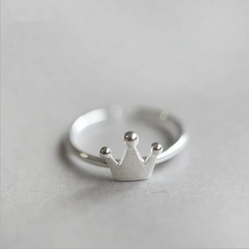 Moda 925 Sterling Silver Biżuteria Śliczne otwarcie Mała korona Kreatywne pierścionki otwierające R061
