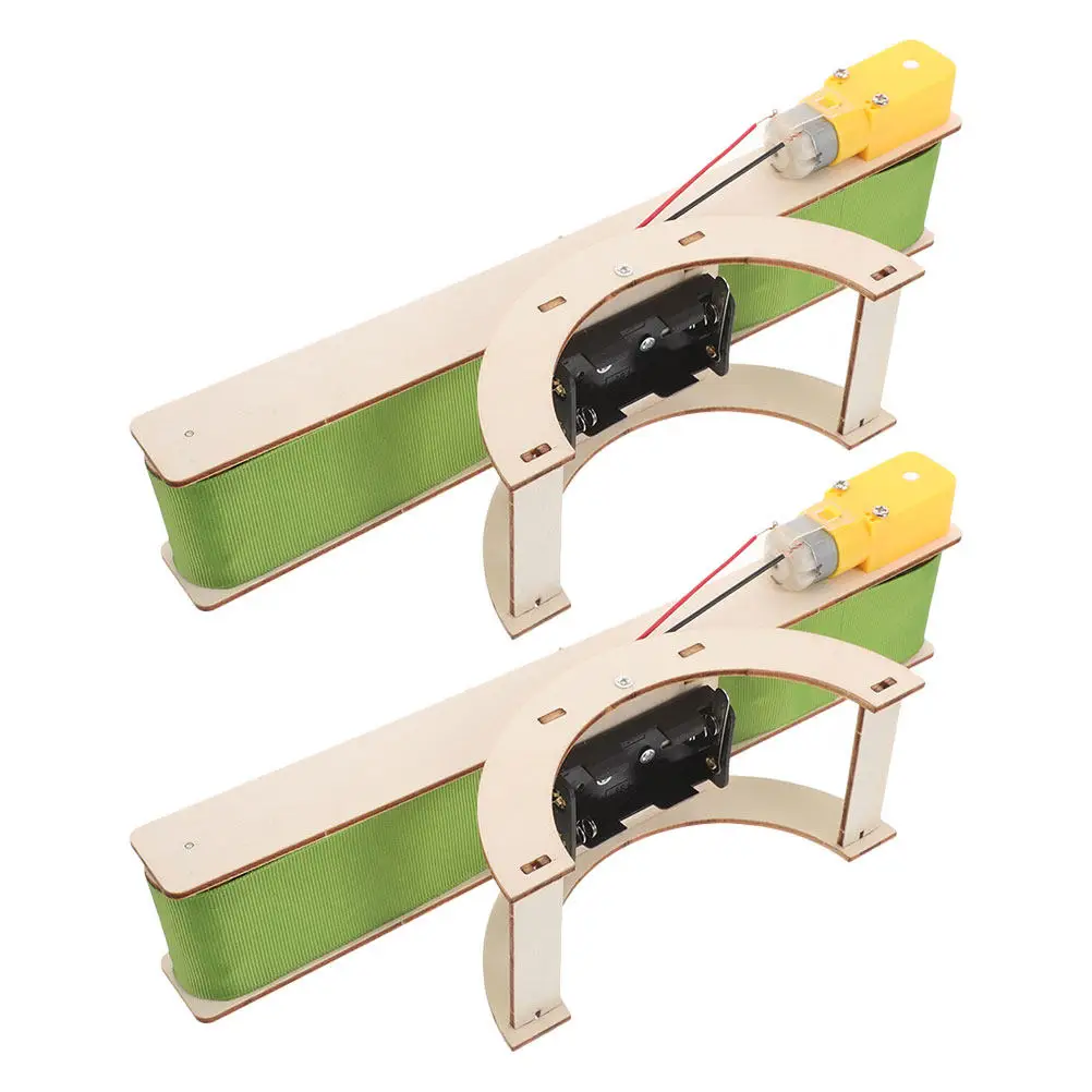 2pcs-electric-conveyor-belt-diy-stem-assembly-science-kit-for-kids-educational-projects-small-conveyor-model-building-kits