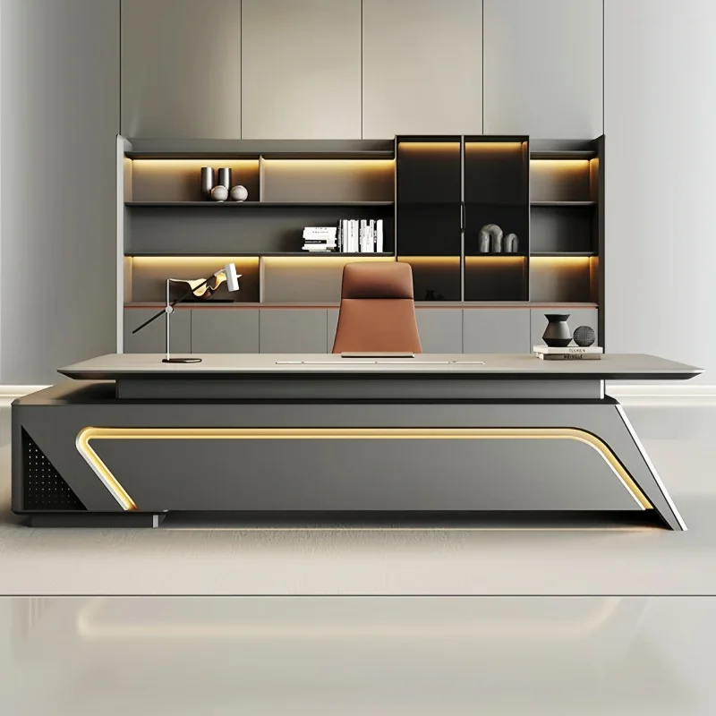 CEO Desk,Boss Table,Painted Executive Desk, Minimalist Modern Design With A Touch Of Technology, Suitable For CEOs And Managers,