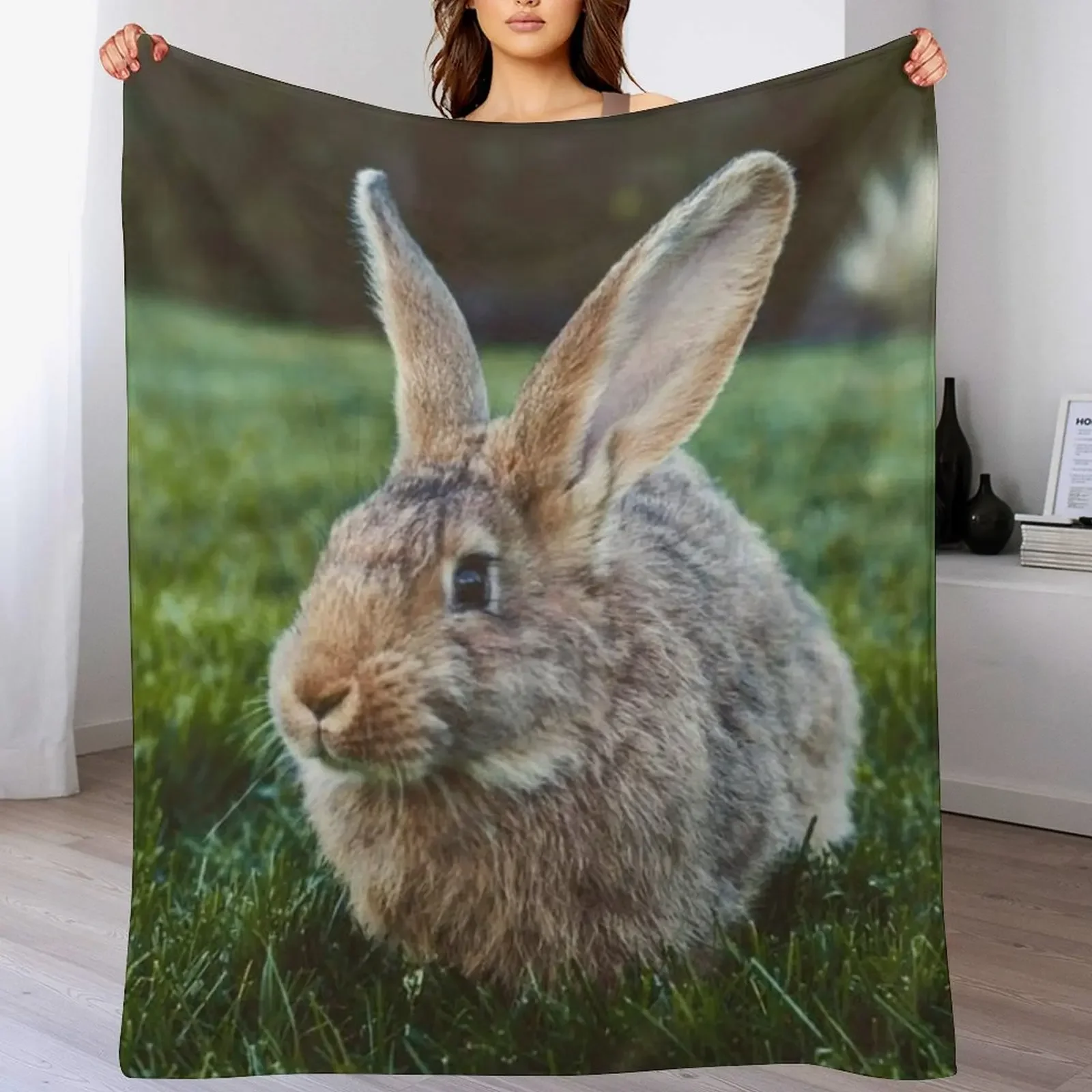 Flemish Giant Rabbit Throw Blanket Multi Purpose Soft Warm Blanket for Home Travel