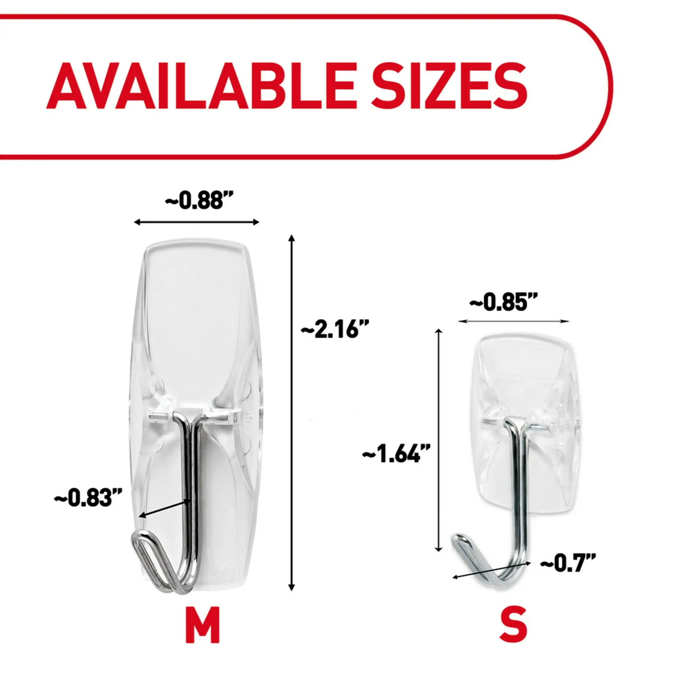 Small Wire Toggle Hooks, Clear, Damage Free Decorating, Five Hooks