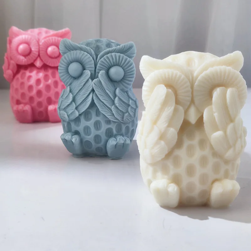 

3D Owl Silicone Mold DIY Cute Owl Candle Mold Handmade Soap Gypsum Resin Craft Casting Mold Animal Chocolate Ice Cream Baking To