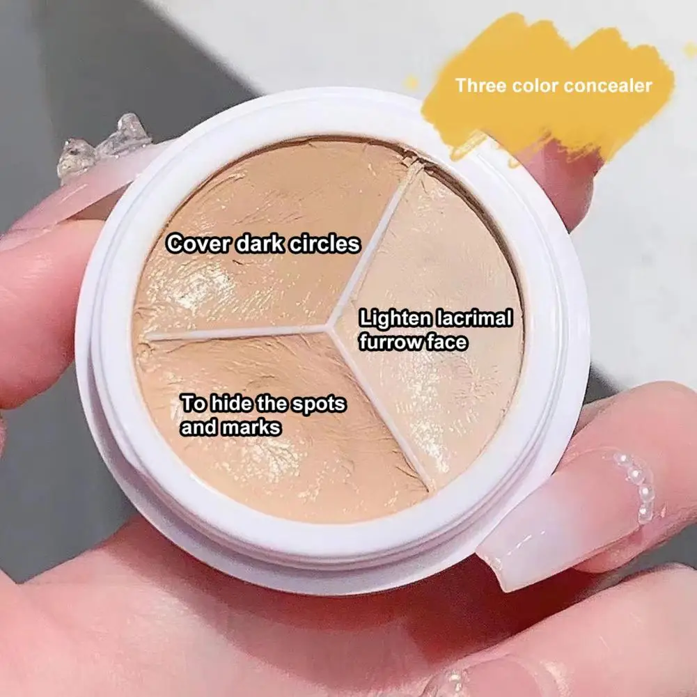 Waterproof Concealer Covers Acne Marks Dark Circles Long-lasting foundation cream 3-Color Concealer Palette Cream Cosmetics