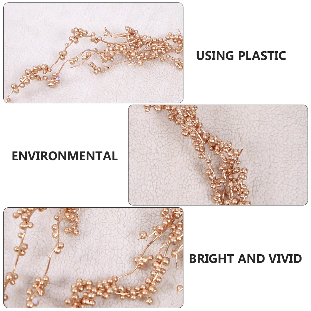 5 Pcs Christmas Tree Artificial Flower Golden Berry Simulation Branch Spray Picks