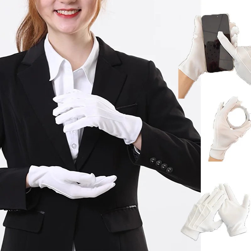 White Cotton Gloves Men's Formal Tailcoat Uniform Gloves Honor Guard Parade Ceremony Costume Role-playing  Jewelry Butler Gloves