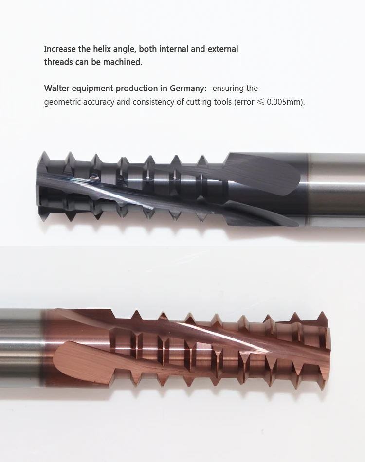 SUREWEL Skip Teeth Gewindefräser HRC65 Gewindeschneidwerkzeug Balzers Nano-Beschichtung CNC Hochgeschwindigkeits-Fräswerkzeuge 60 ° Profilwinkel M6 M8 – Detail 6