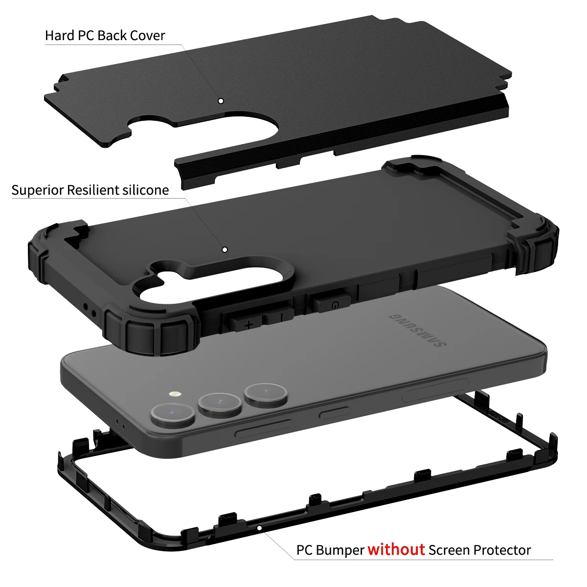 Heavy Duty Hybrid Sturdy Armor Defender High Impact Shockproof Protective Case For Samsung Galaxy S24 FE 5G Cover 2024