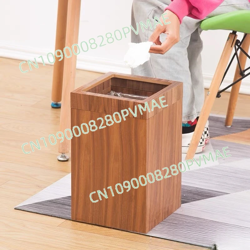 

Nordic Wooden Trash Can - Simple Creative Rectangular Waste Basket for Home Living Room Bedroom Bathroom