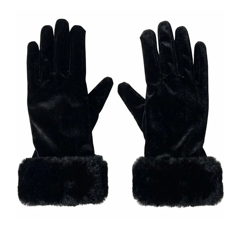 Fashion Thickened Christmas Gloves Warm Red Velvet Full Finger Gloves Comfortable To Wear Soft Velvet Mittens Fancy Dress Party