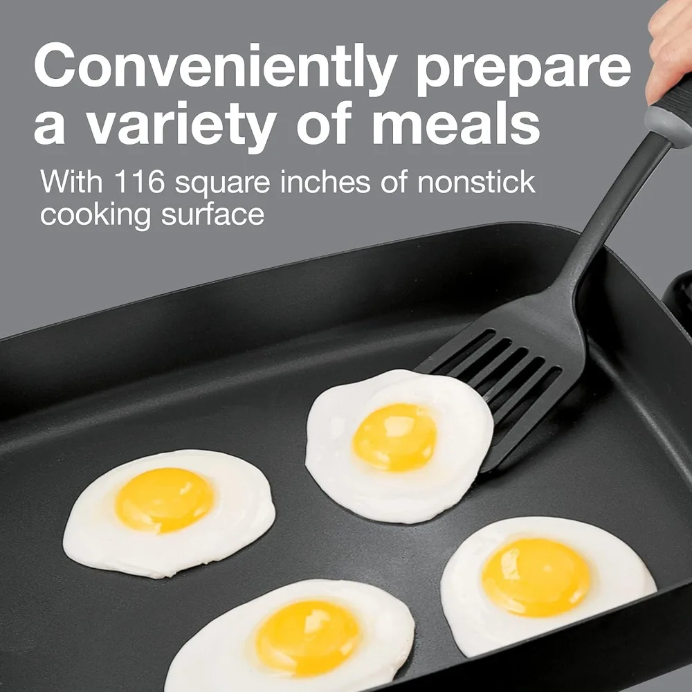 Electric Skillet with Lid, 116 sq. in. Nonstick Cooking Surface for Frying, Sauteing, Simmering and Braising, Adjustable Temp 2