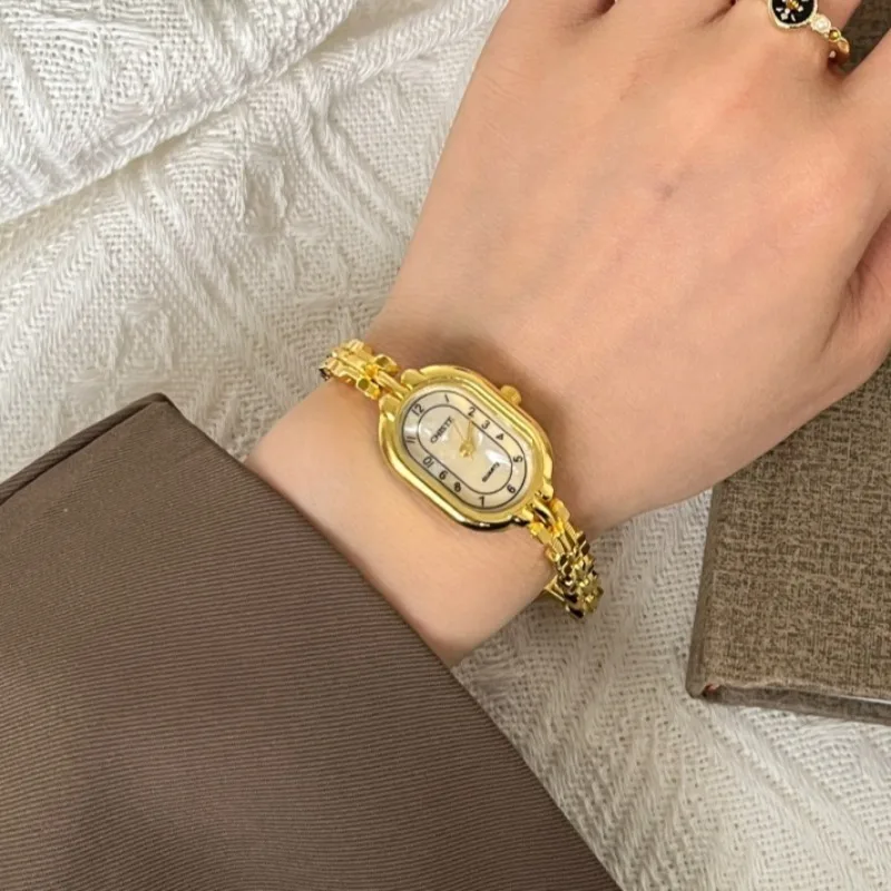 العلامة التجارية سوار ساعة ذهبية موضة رقيقة حزام البيضاوي Bellevue الهاتفي ساعات كوارتز المرأة الفاخرة ساعة اليد هدية دروبشيبينغ على مدار الساعة