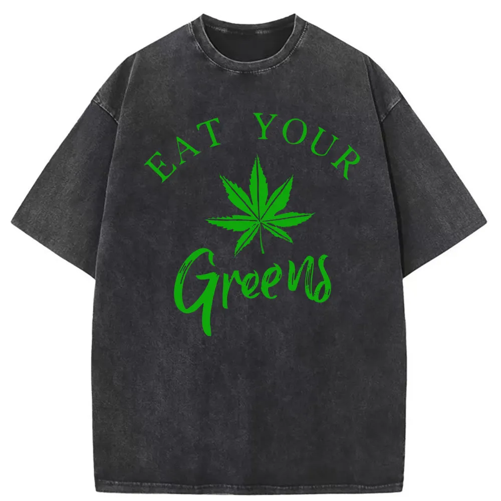 

Eat Your Marijuana Greens Men Vintage T-shirts Birthday Gifts Preppy Style Long Sleeve Tshirts Man Summer Fall Youth Sweatshirts