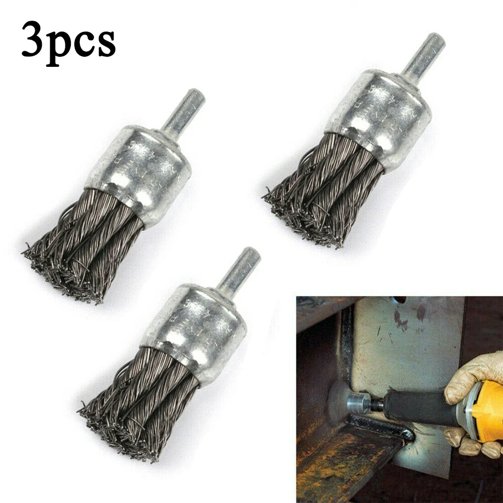 3pcs 25mm Steel Knot Wire Brush Rust Paint Removal Tools For Die Deburring Derusting Angle Grinder Cleaner Accessories