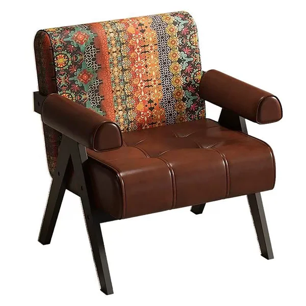 

#Mid-Century Style Waxed Leather Single Sofa Chair for Small Spaces Living Rooms Coffee Shops Hotels & Reception Areas
