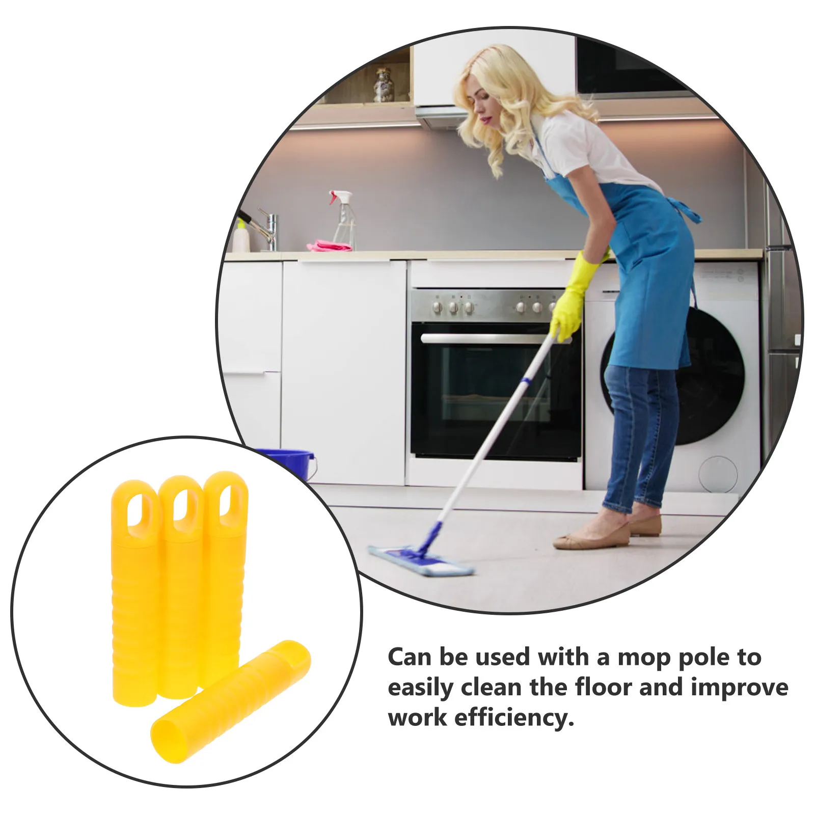 4Pcs Broom Handle Grip Sleeve Plastic Mop Stick Socket End Cap Hanging Hole Replacement Broom Mop Handle Cover Dustpan Cleaning - view 4