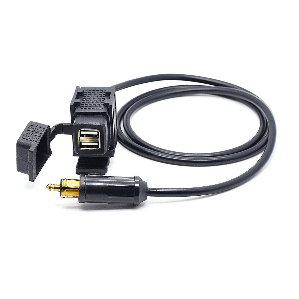 For BMW DIN Hella Plug Phone / iPhone / GPS SatNav 160cm Cable Motorcycle 4.2A Dual USB Charger Socket Power Adapter