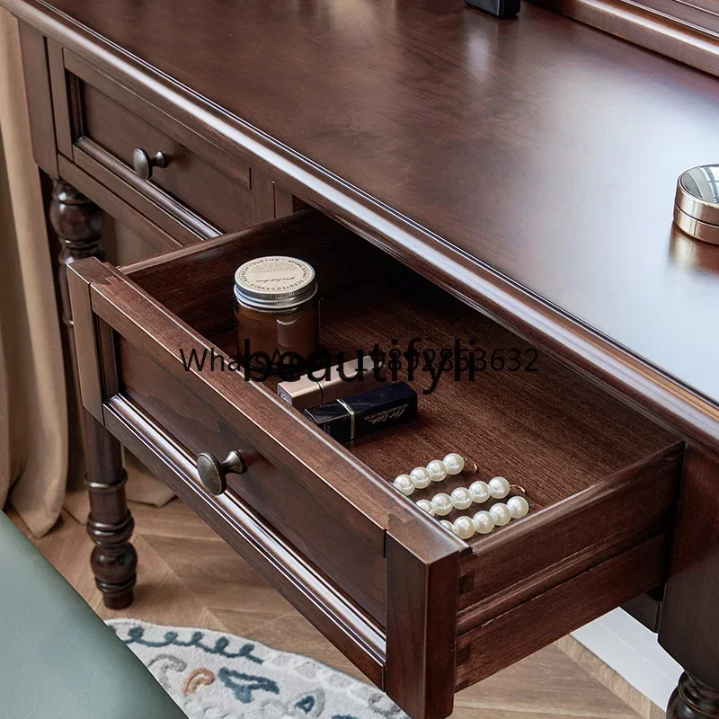 

D24- American retro solid wood dresser cherry wood pure log 1 meter makeup tle with mirror