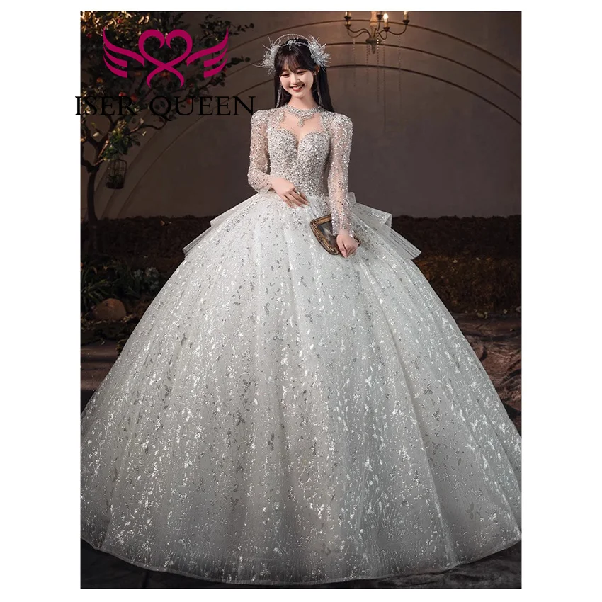 Customized 2025 Autumn and Winter New Wedding Dresses Ball Gown Long Sleeves Heavy Bead Exquisite Wedding Dress For Bride WX0492