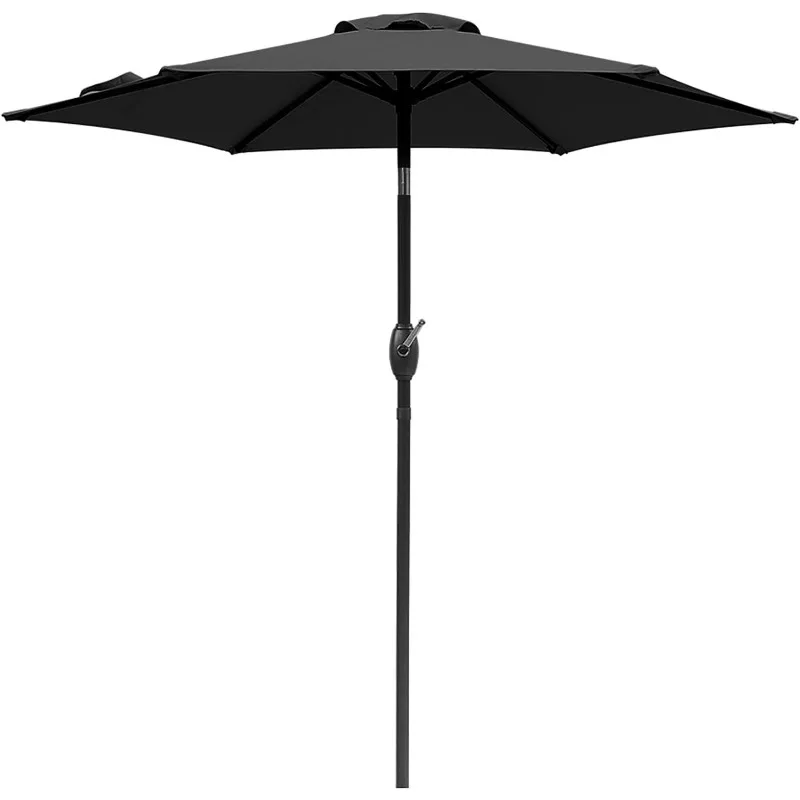 

7.5 Ft Patio Umbrella Outdoor Market Table Umbrella Luxury Aluminum Pole Umbrella with Push Button Tilt and Crank, 6 Ribs