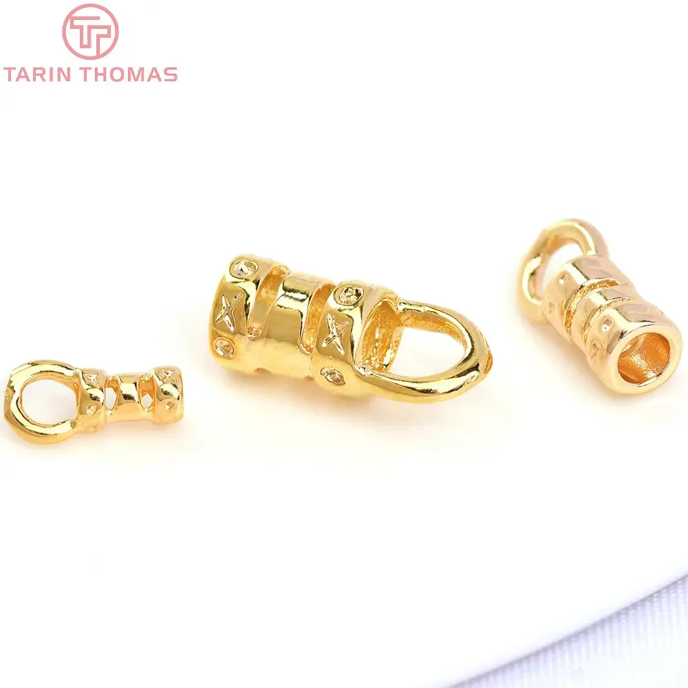 (4980)20PCS 5x10.5MM 24K Gold Color Plated Brass Large Hole Connector for Rope High Quality Jewelry Accessories Wholesale