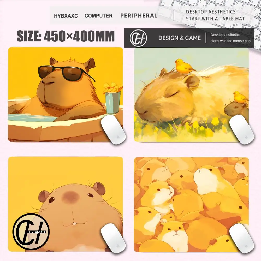 Cute cartoon cute capybaras Mouse Pad Office Computer Desk Mat 45x40 Keyboard Pad Laptop Cushion Non-slip Deskpad Home Decor Rug