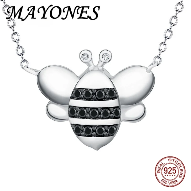 

Authentic S925 Pure Silver Cute Bee Necklace Pendant For Women's Retro Creative Jewelry Gift