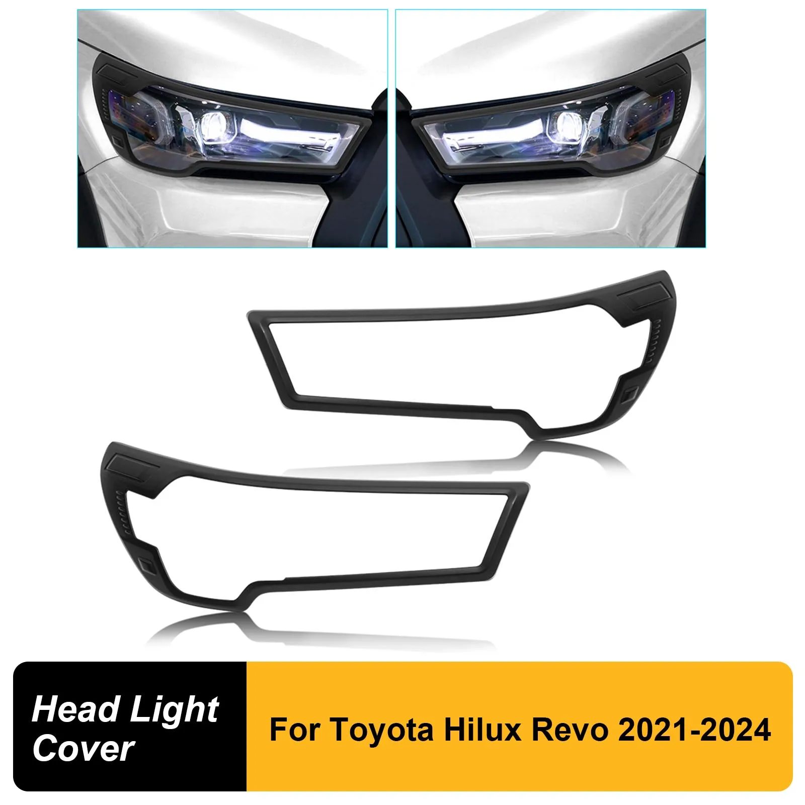 

2pcs/set Headlight Cover Surround Trim Guard Front Light Cover For Toyota Hilux Revo 2021 2022 2023 2024 Year Models