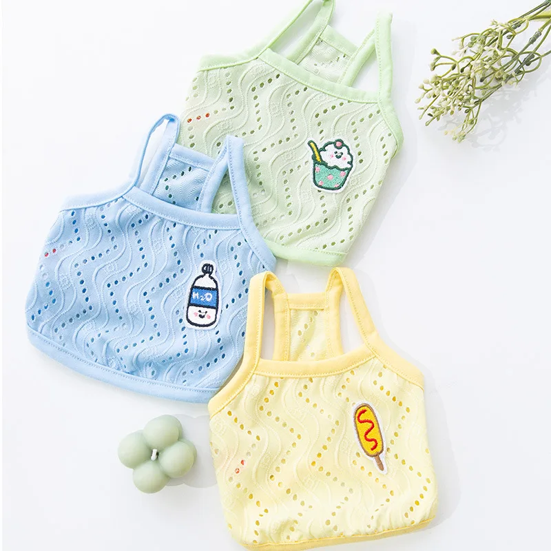 Cat Camisole Spring Summer Breathable Mesh Vest Dog Clothes Cute Soft Jacquard Hollow Fabric Cats Clothing Pet Clothes Pet Dress