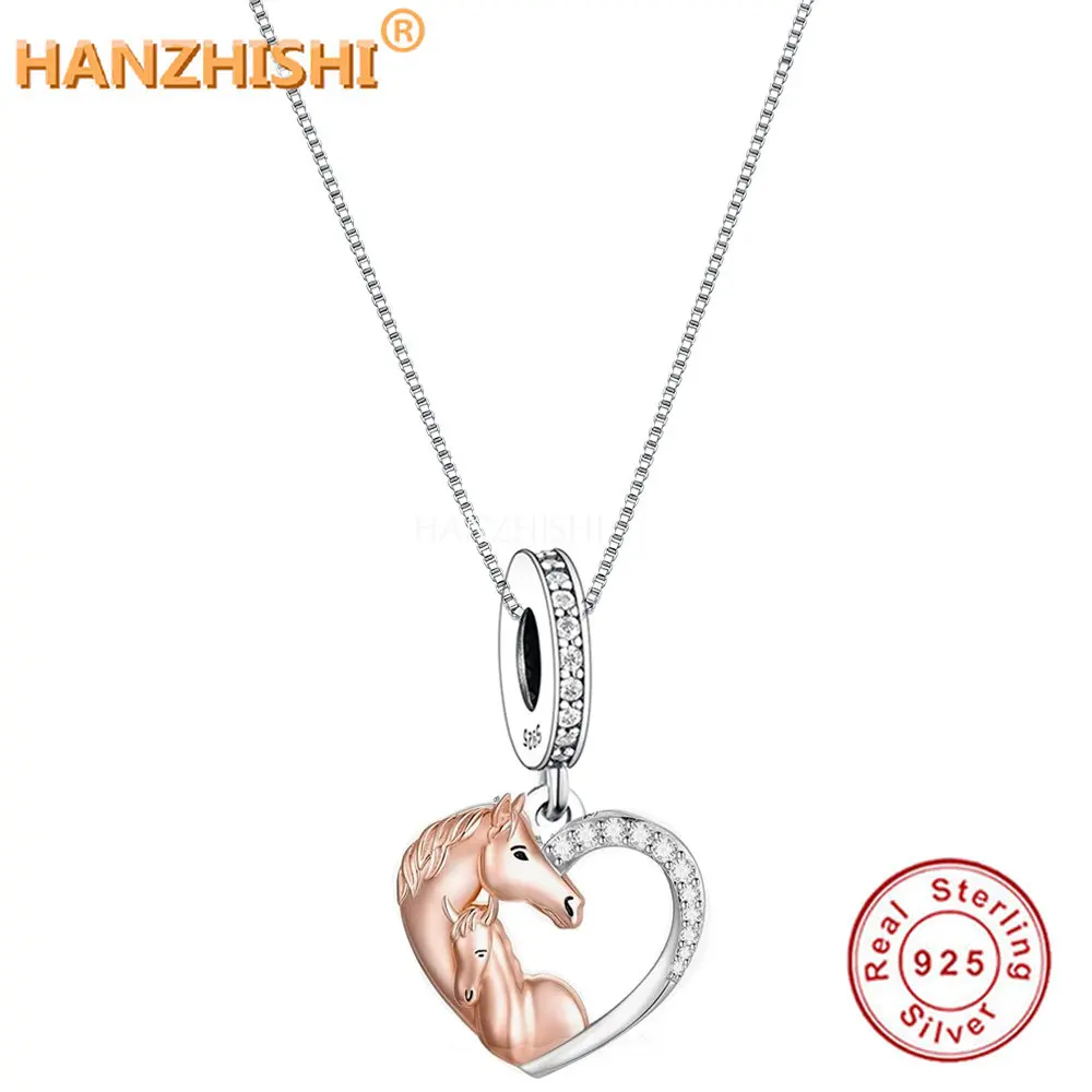 925 Sterling Silver Horse Heart Pendant Necklace Jewellery Anniversary Birthday Gift for Sister Brother Wife Girlfriend Child