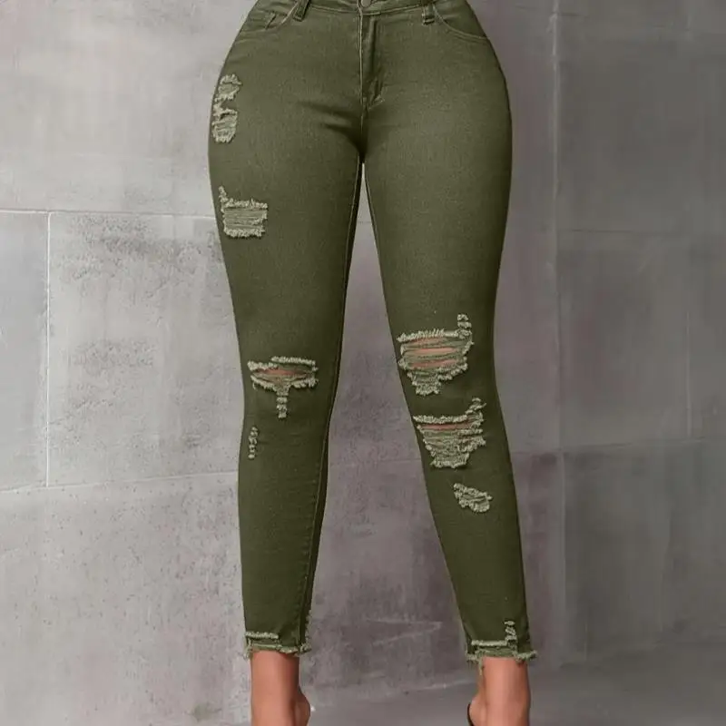 

Женские летние джинсы больших размеров, облегающие джинсовые брюки с манжетами, прямые брюки с высокой талией, синий цвет, универсальные для всего тела pes