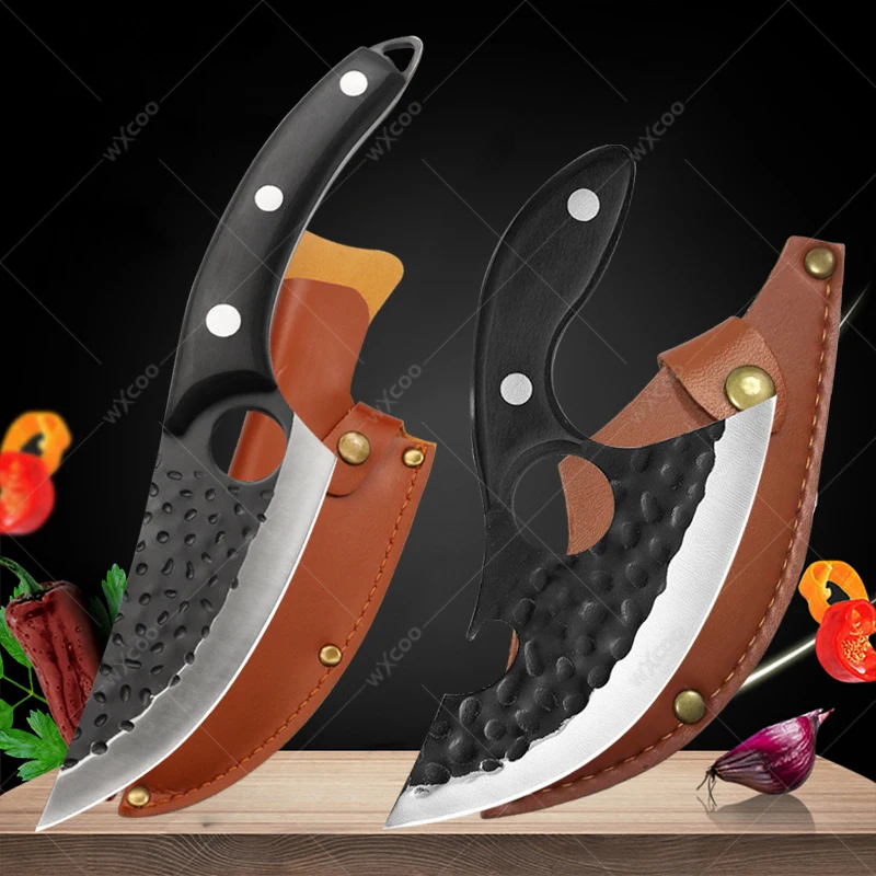 

Forged Kitchen Meat Cleaver Butcher Knife Sharp Chef Knife Boning Knife Meat Slicing Paring Fishing Utility Knives with Sheath