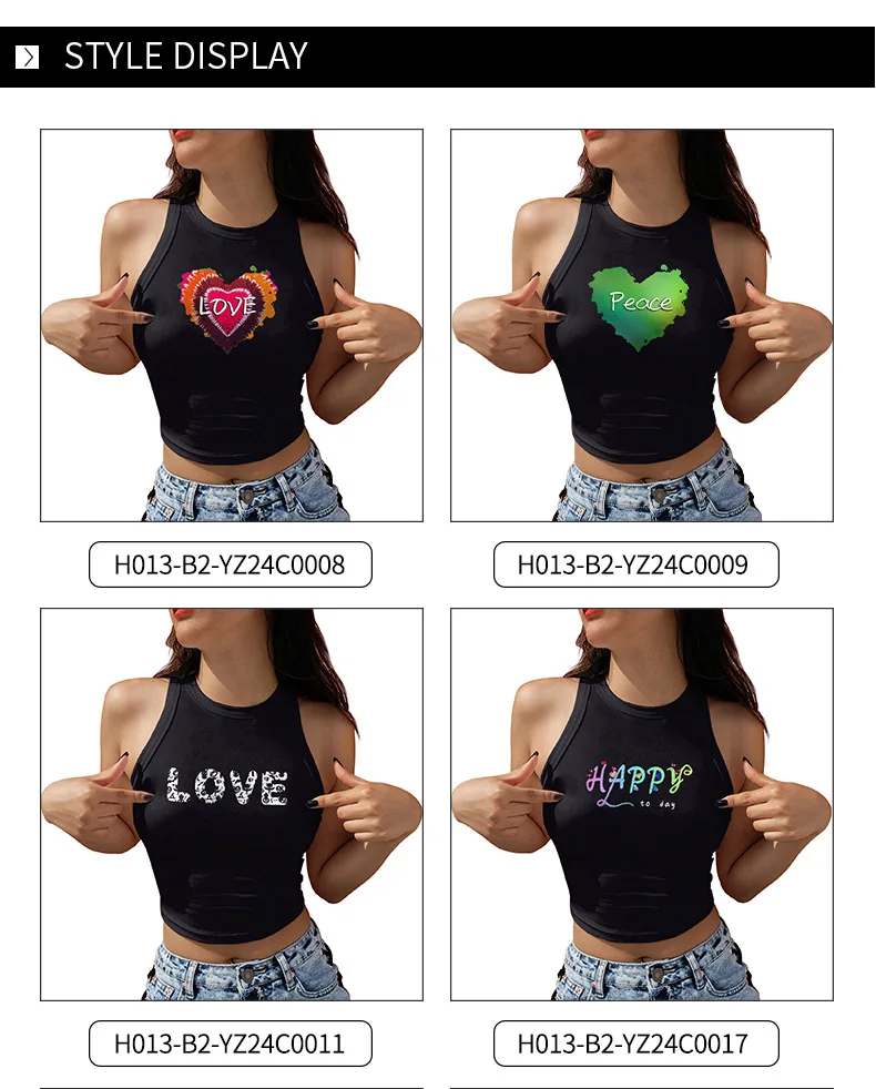 Nadanbao Damen Crop-Top mit Kürbis-Herz-Print, Lustigem Schriftmuster, Oberteil für Halloween-Party, Lässige Weste, Sexy Schlankes Schwarzes Tanktop – Detail 7