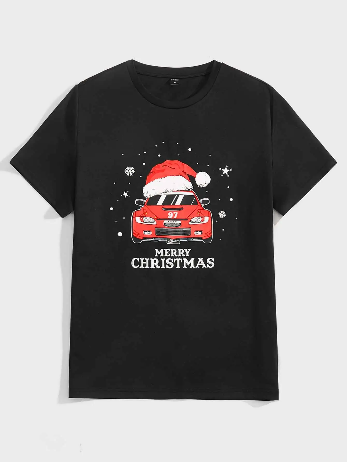 Manfinity VCAY Men Car & Letter Graphic Tee 100% Cotton Trendy Y2K Short-Sleeve Tee-Soft, Quick-Drying, Moisture-Wicking; Ideal