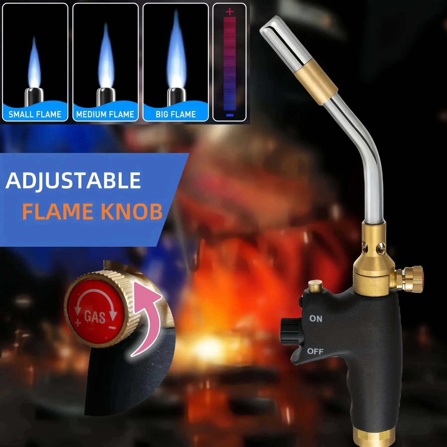 High Intensity MAPP Torch, Adjustable Flame 13000BTU Welding Tool. Welding Equipment for Brazing, Cooking, Barbecue, and Thawing