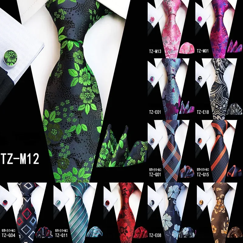 

New Hot 20 Style Big Flower Floral Ties for Men Fashion Men's Tie Stropdas Pocket Square Hanky Cufflinks Three Three-piece Suit