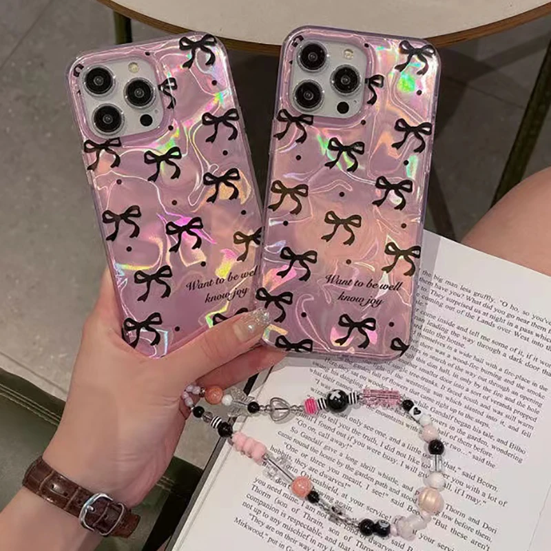 Bowknot Butterfly Dots Flash Case For Infinix Note 40 Pro Hot 30 Play Camon 30 20 Pro ITEL A50 P55 4G Y2K Girl Phone Cover Cases