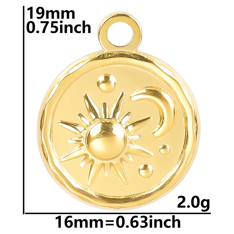 5pcs Gold Sun Charms for DIY Jewellery Making