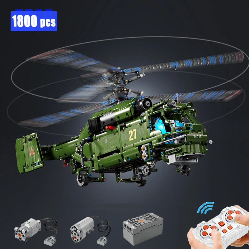 

IN STOCK Military Remote Control Helicopter Helix Building Blocks Model MOC Airplane Brick Toys for Children Christmas Gift Set