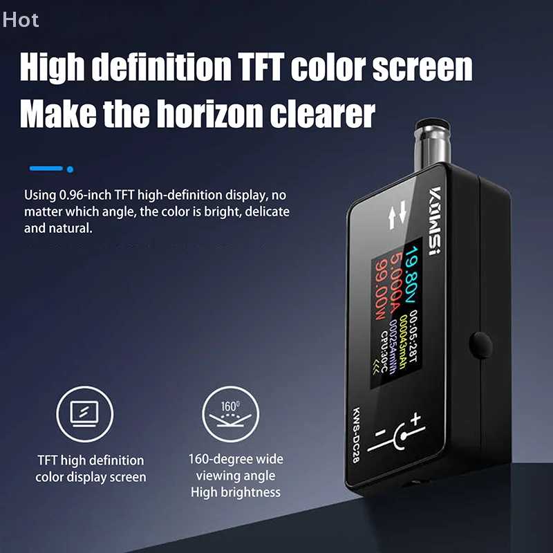KWS-DC28 0.96 Inch TFT HD Digital Display DC 5.5*2.5 Interface Tester Voltage Ammeter Power Meter Multi In One Display