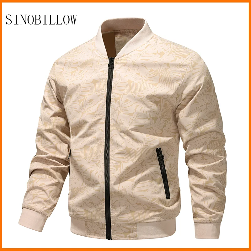 SINOBILLOW Autumn Winter Baseball Jacket For Men Printed Long Sleeve Streetwear Fashion