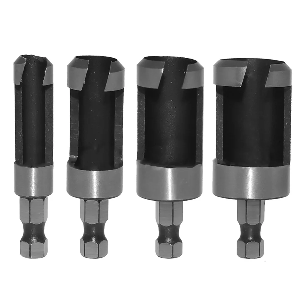 

Hex Shank Wood Cutter Drill Bit Set with 4 Sizes Straight Tapered Cutting Tool for Accurate Wood Hole Drilling and Carpentry Use