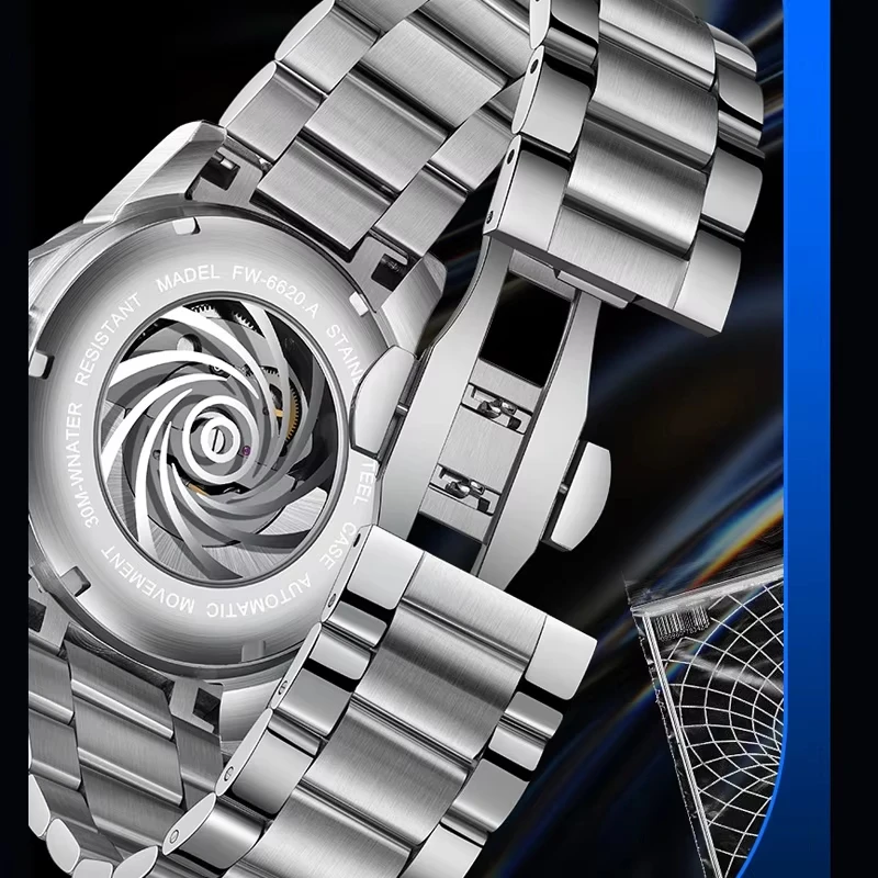 Orologi da uomo di marca Fairwhale Orologio meccanico di lusso in acciaio inossidabile di alta qualità per uomo Orologi automatici con calendario impermeabile